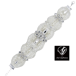 Beaded bracelet, Pearl bracelet, bridal cuff, rhinestone bracelet, bridal bracelet, wedding bracelet, crystal bracelet, pearl and crystal