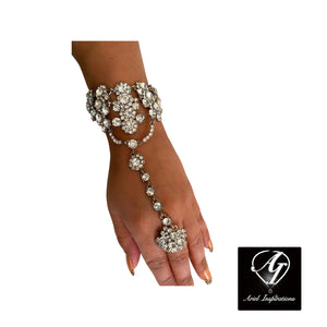Swarovski Crystal Ring Bracelet - Romantic Silver-Wedding/Party Jewelry- Woman's Jewelry