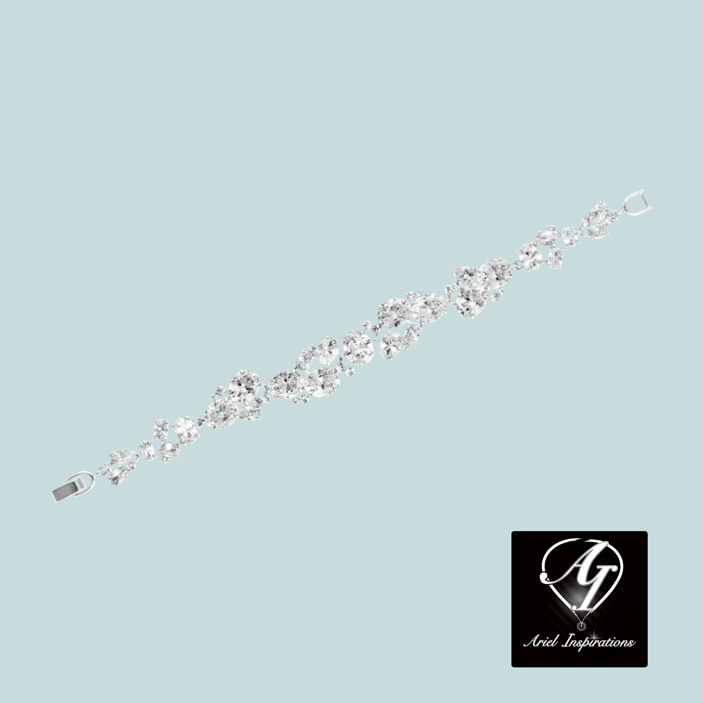 CZ,Bridal Bracelet, Cubic Zirconia Bracelet, Wedding Bracelet, Bridal Cuff, Crystal leaf , Clear Crystal Bracelet, Swarovski. Link Bracelet,