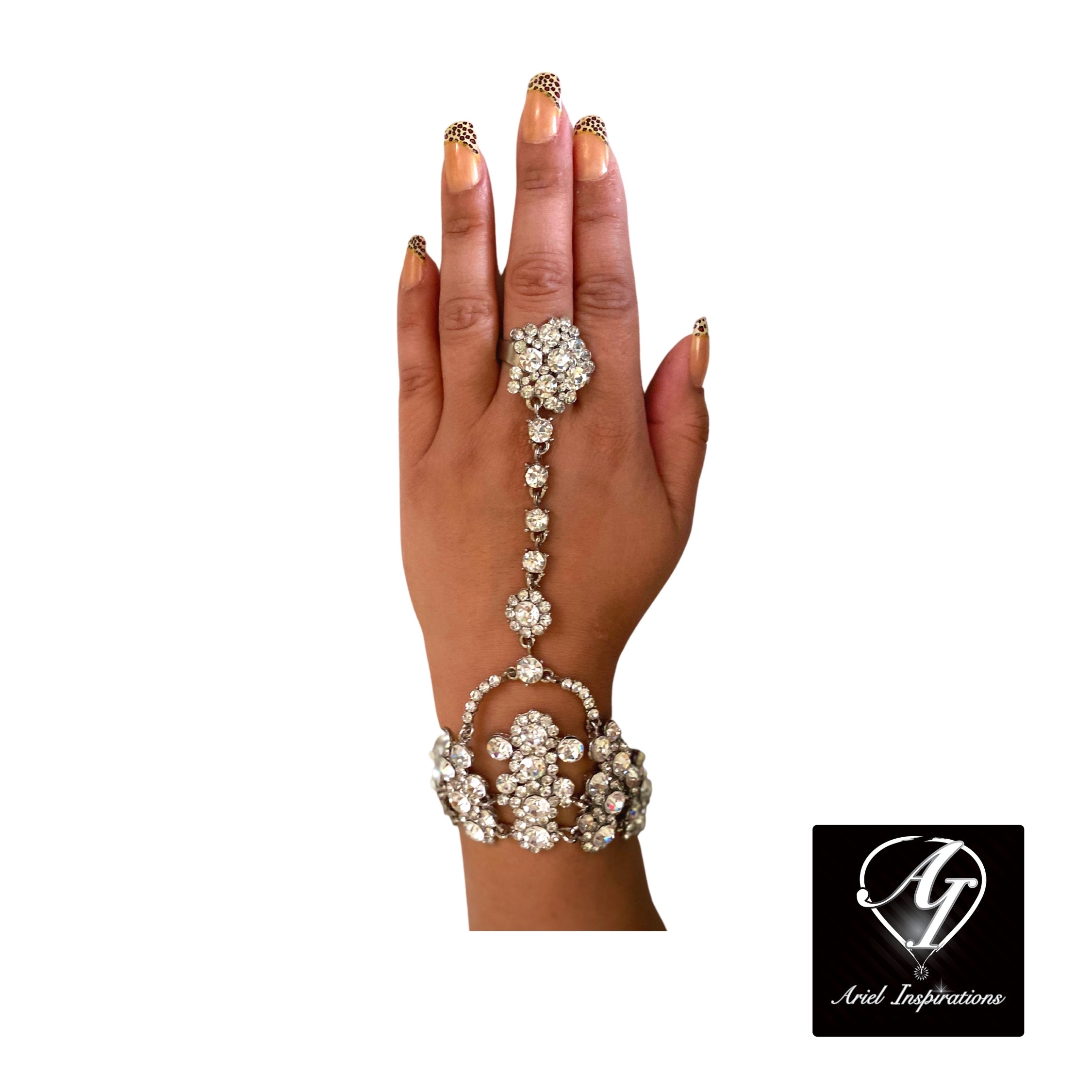 Swarovski Crystal Ring Bracelet - Romantic Silver-Wedding/Party Jewelry- Woman's Jewelry